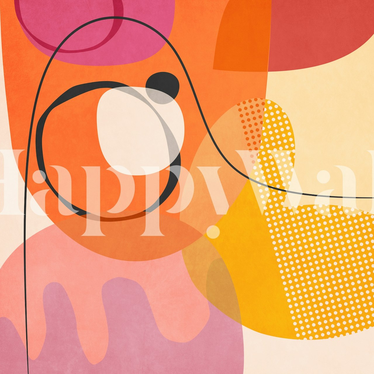 Colorful abstract shapes in pink, orange, and yellow tones wallpaper