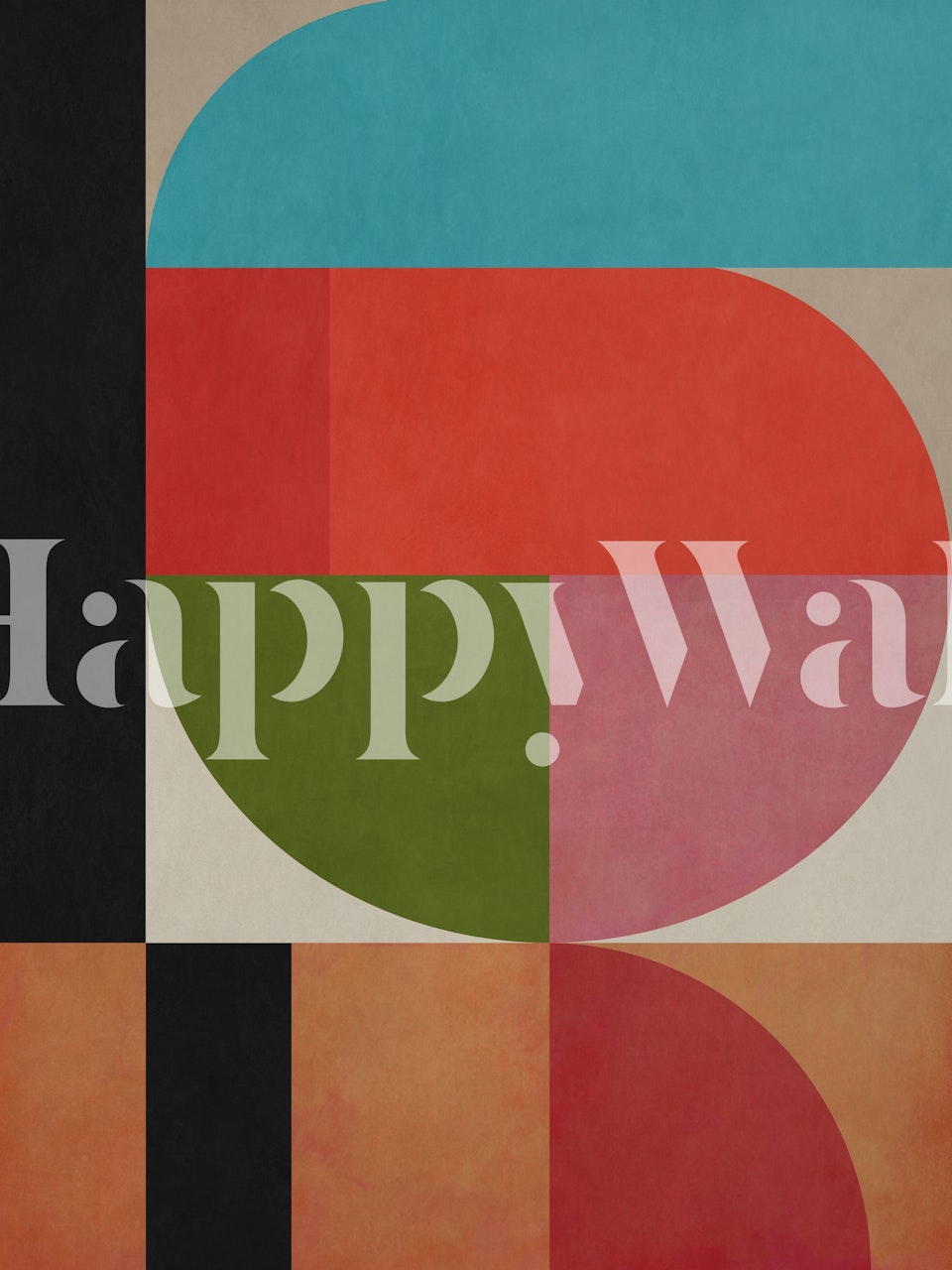 Abstract geometric wall mural in vibrant colors