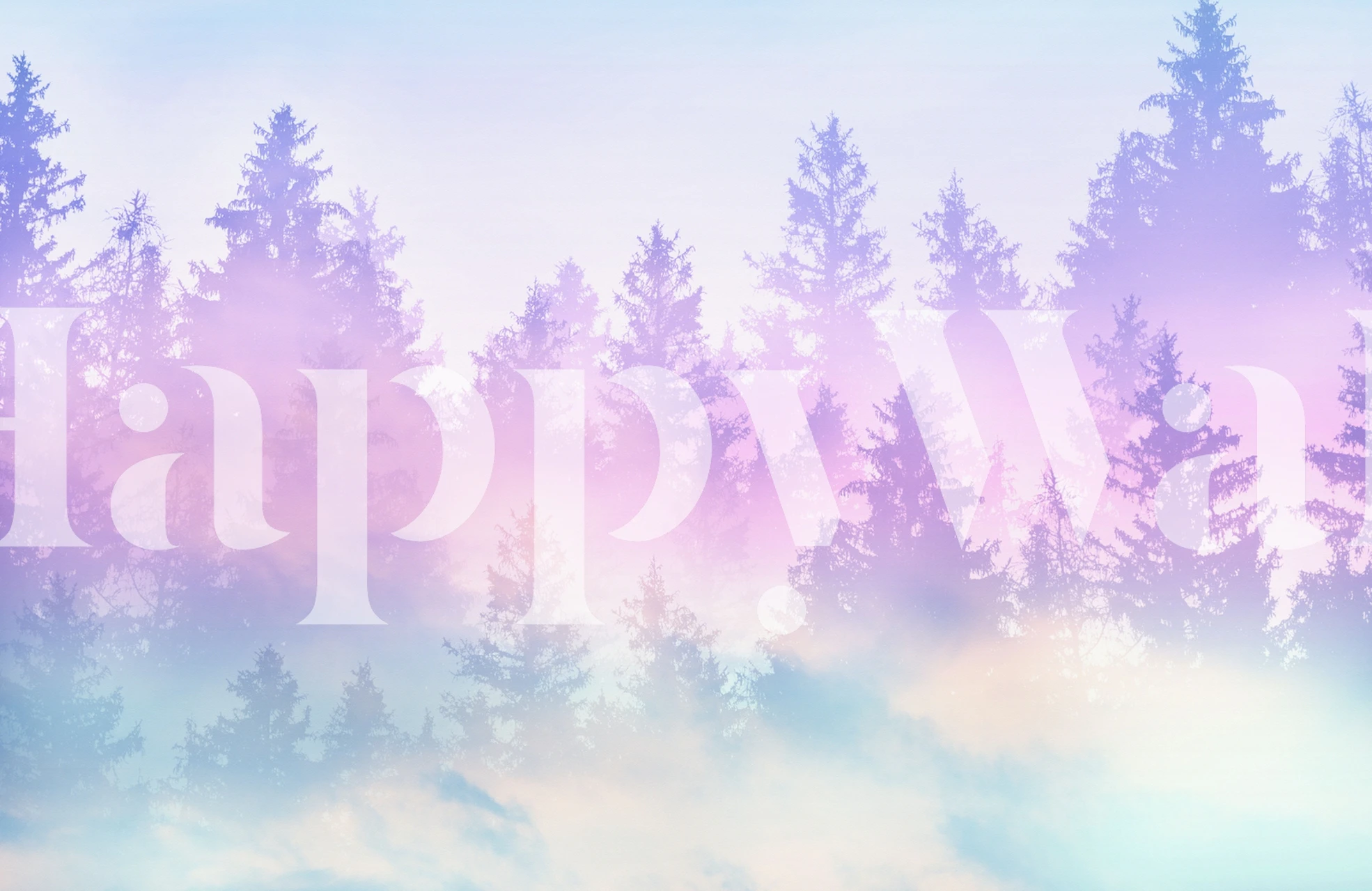 Pastel trees in soft purple and blue hues wallpaper