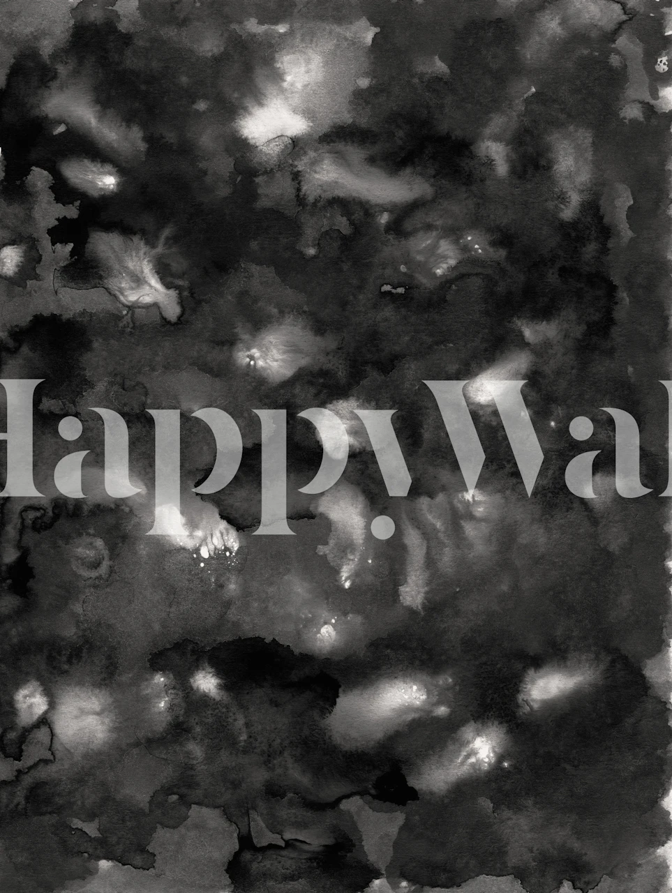 Abstrakt hav-inspirert veggmaleri i gråtoner med hint av sølvhøydepunkter