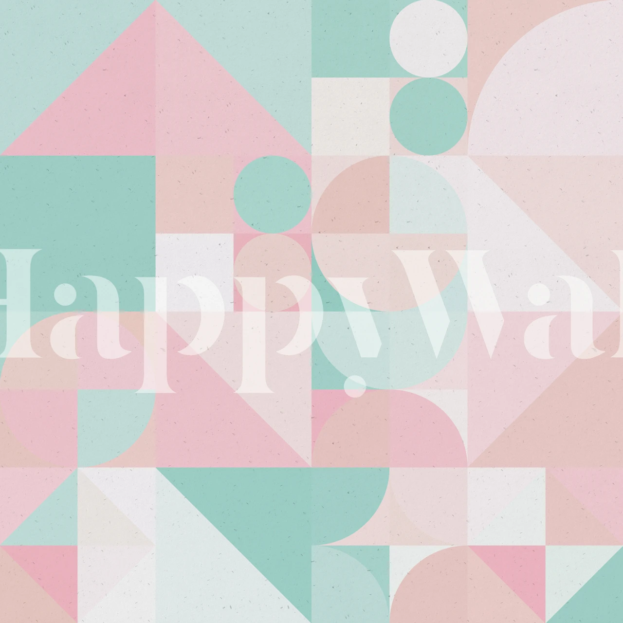 Geometric shapes in pastel colors, soft pink and mint wallpaper