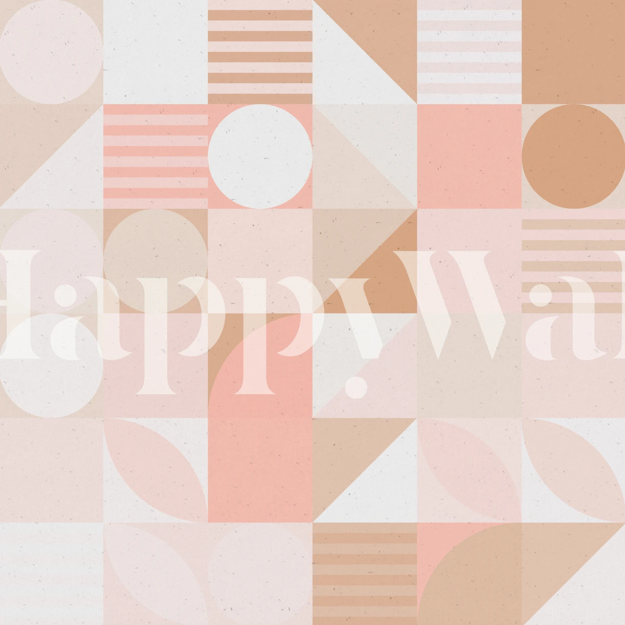 Geometric pink and beige patterns with circles and squares wallpaper