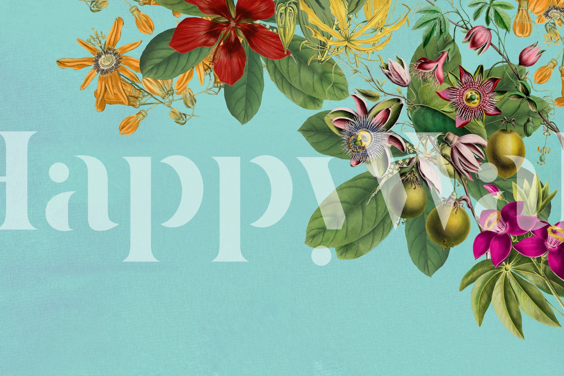 Tropical Border wallpaper in a room setting