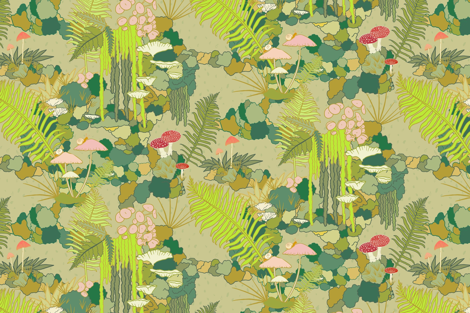 Mossy Forest Floor Pattern Wallpaper - Buy Online | Happywall