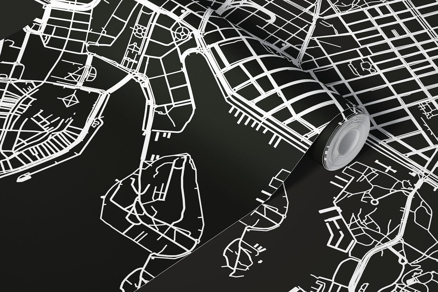 Stockholm map design wallpaper roll