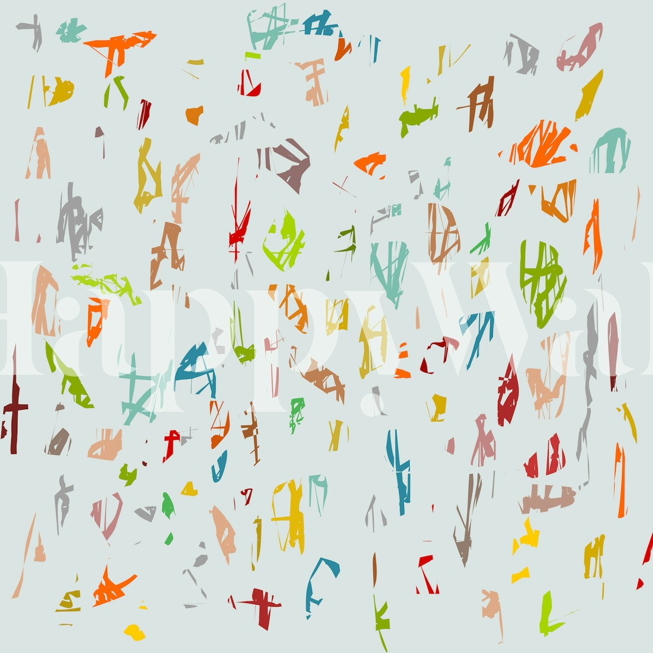 Colorful abstract doodles in shades of orange, green, blue, and pink wallpaper