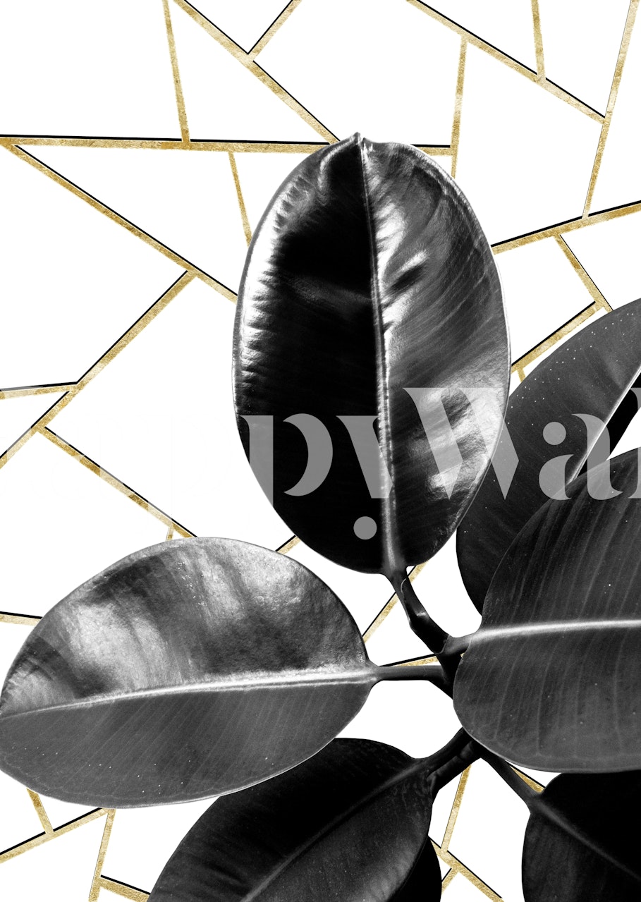 papel de parede Ficus Elastica Geo 1 exibido em um quarto