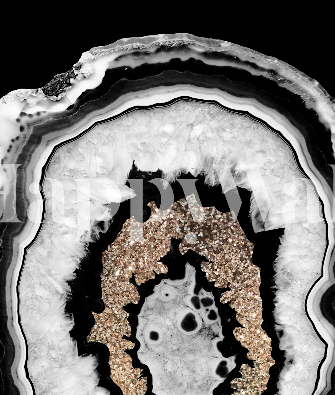 Black and gray agate pattern with glitter accents wallpaper.