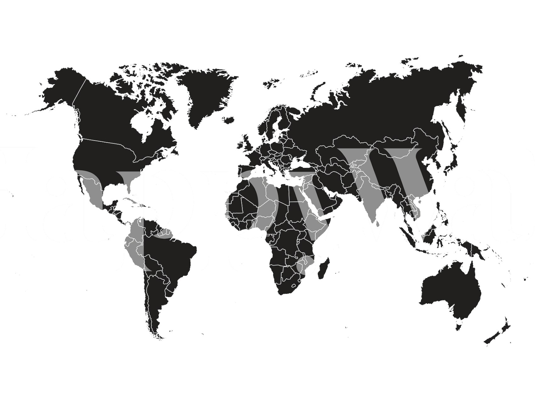 Black minimalist world map design wallpaper