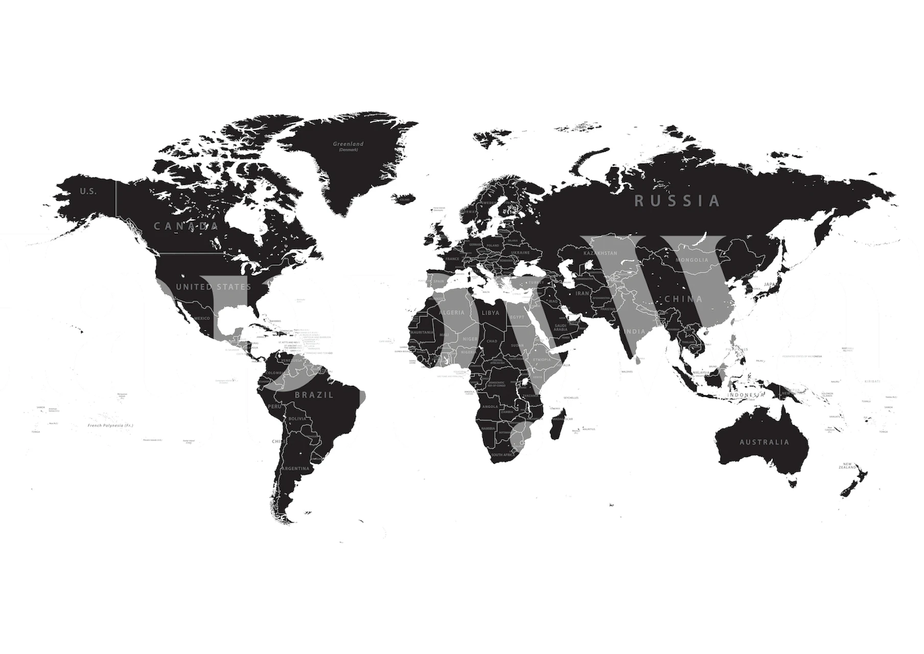Papel tapiz World Map en blanco y negro