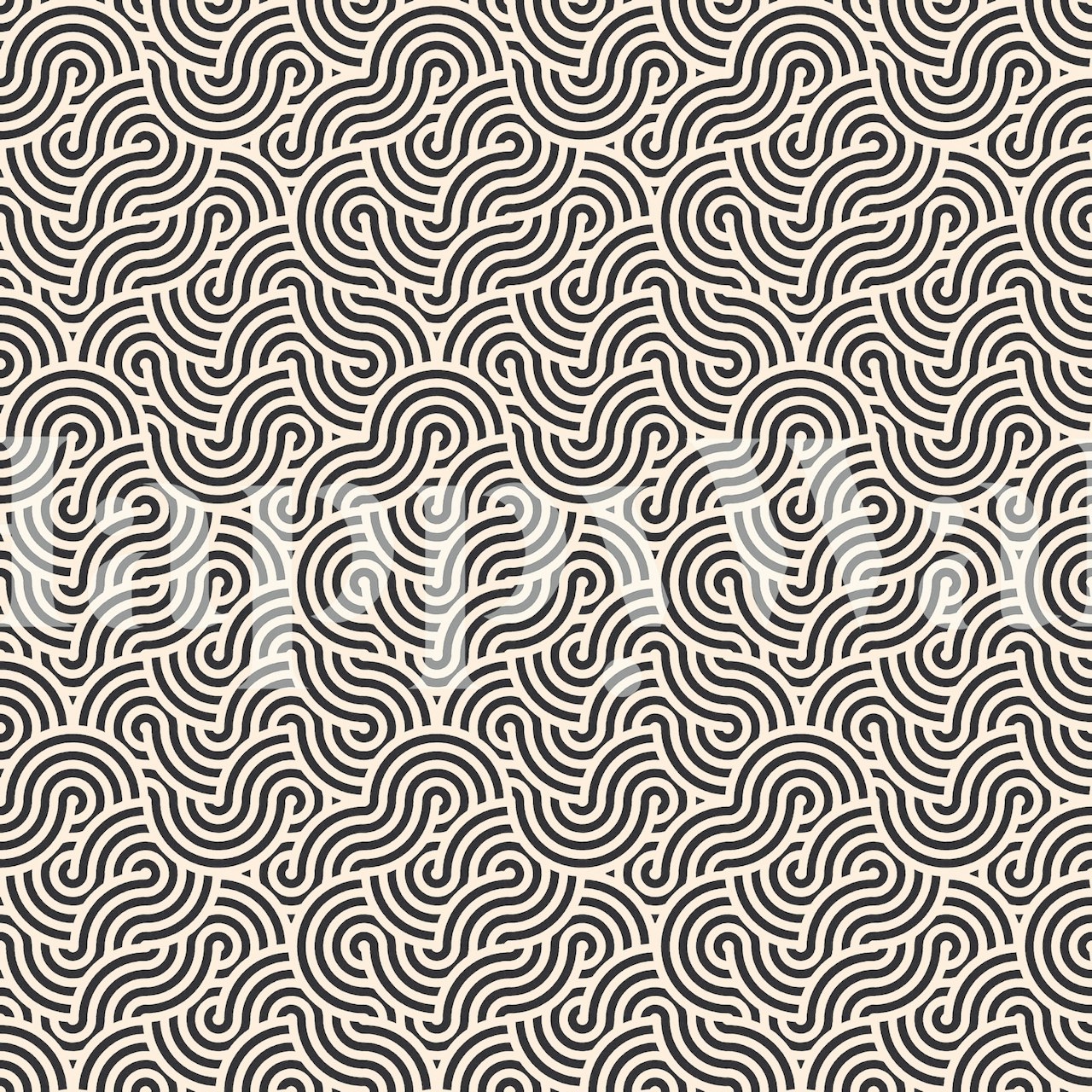 Tapeta Swirl Cream i Coal prikazana u sobi