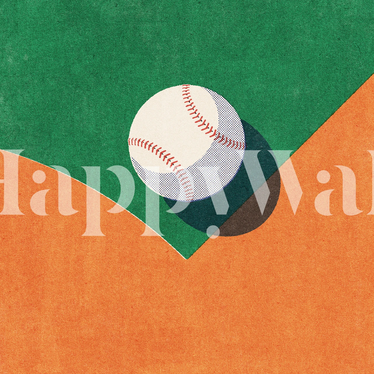 Baseball wallpaper design in a room setting