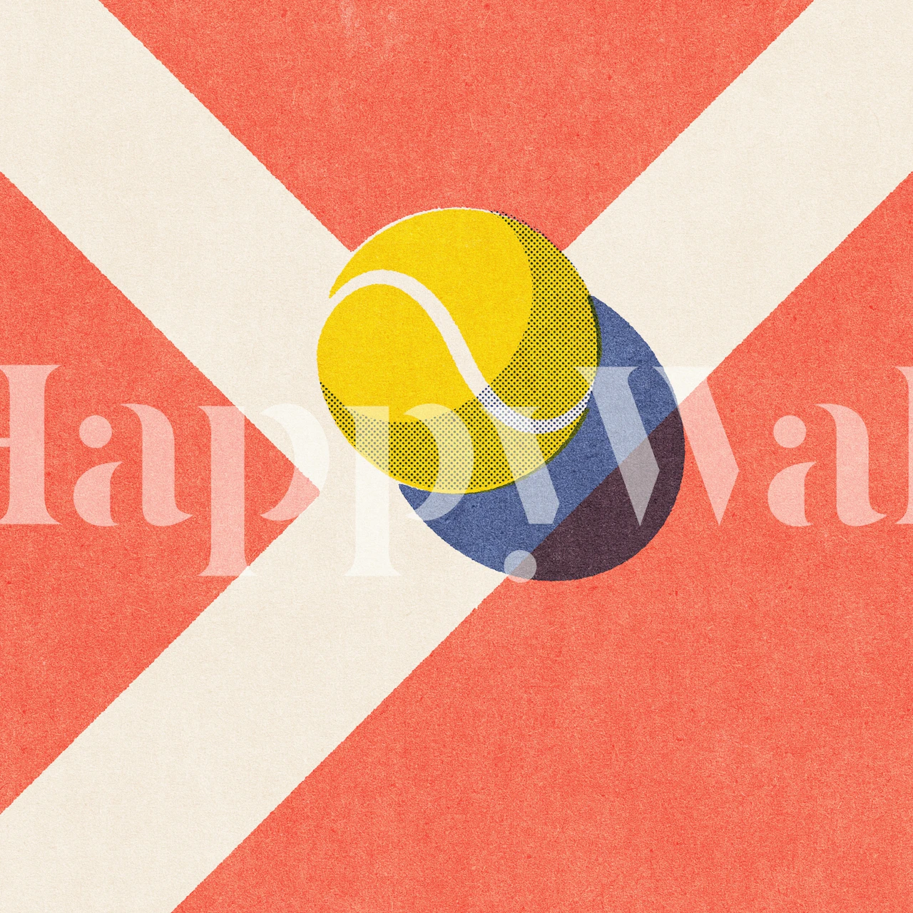 Tennis ball wallpaper design in a room