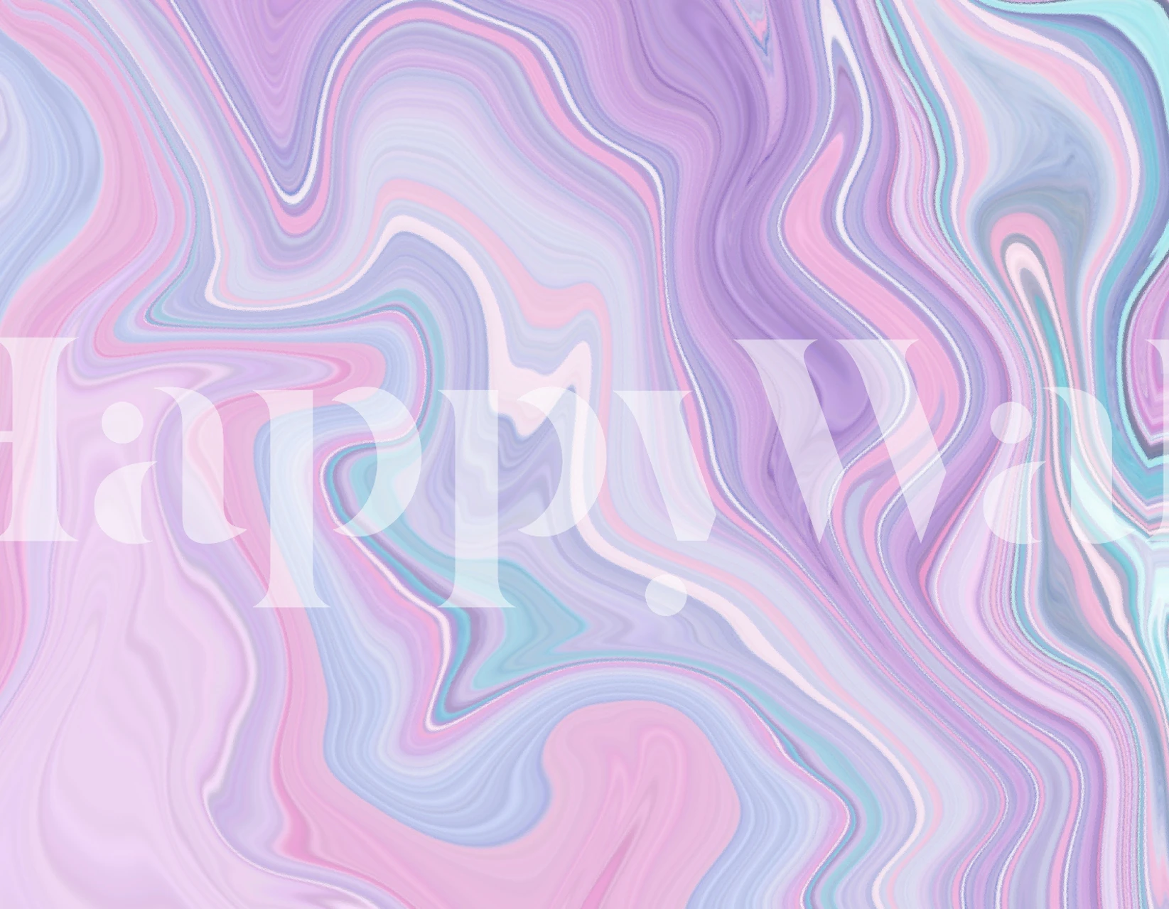 Abstrakt pastel marmor mønster vægmaleri med hvirvler af pink, lavendel og blå.