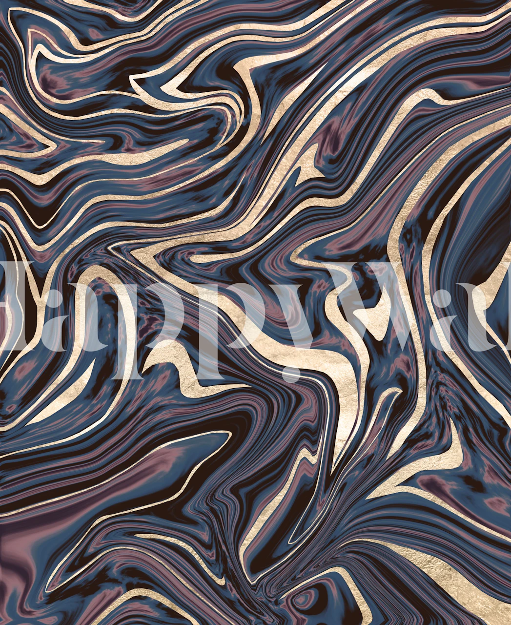 Mauve Blue Gold Marble wallpaper in a room