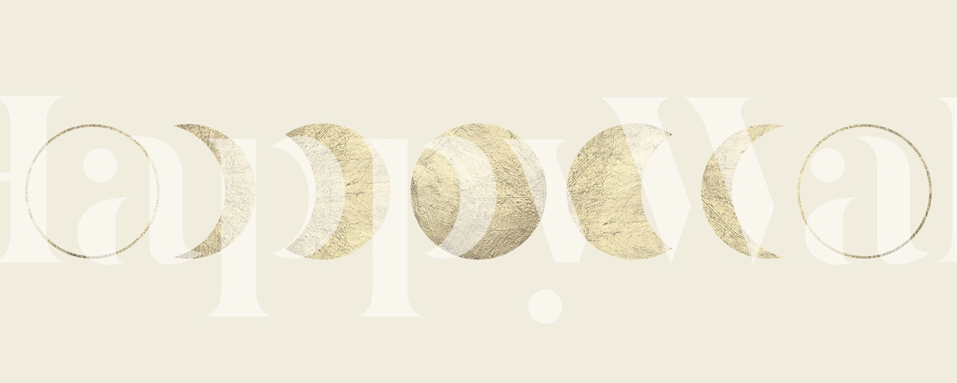 Gold moon phases design on a soft beige background wallpaper