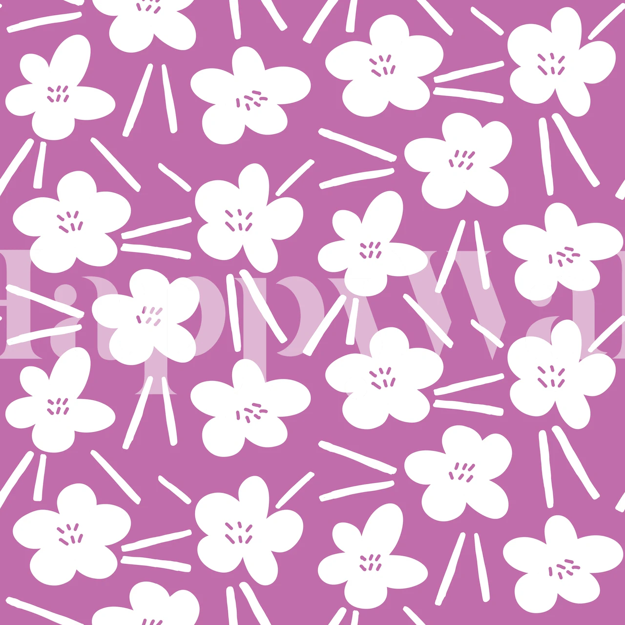 Abstract violet and white flower pattern wall mural