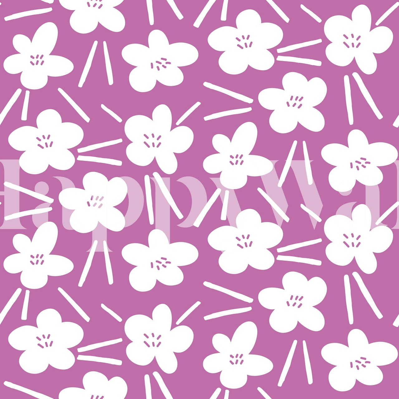 Abstract violet and white flower pattern wall mural