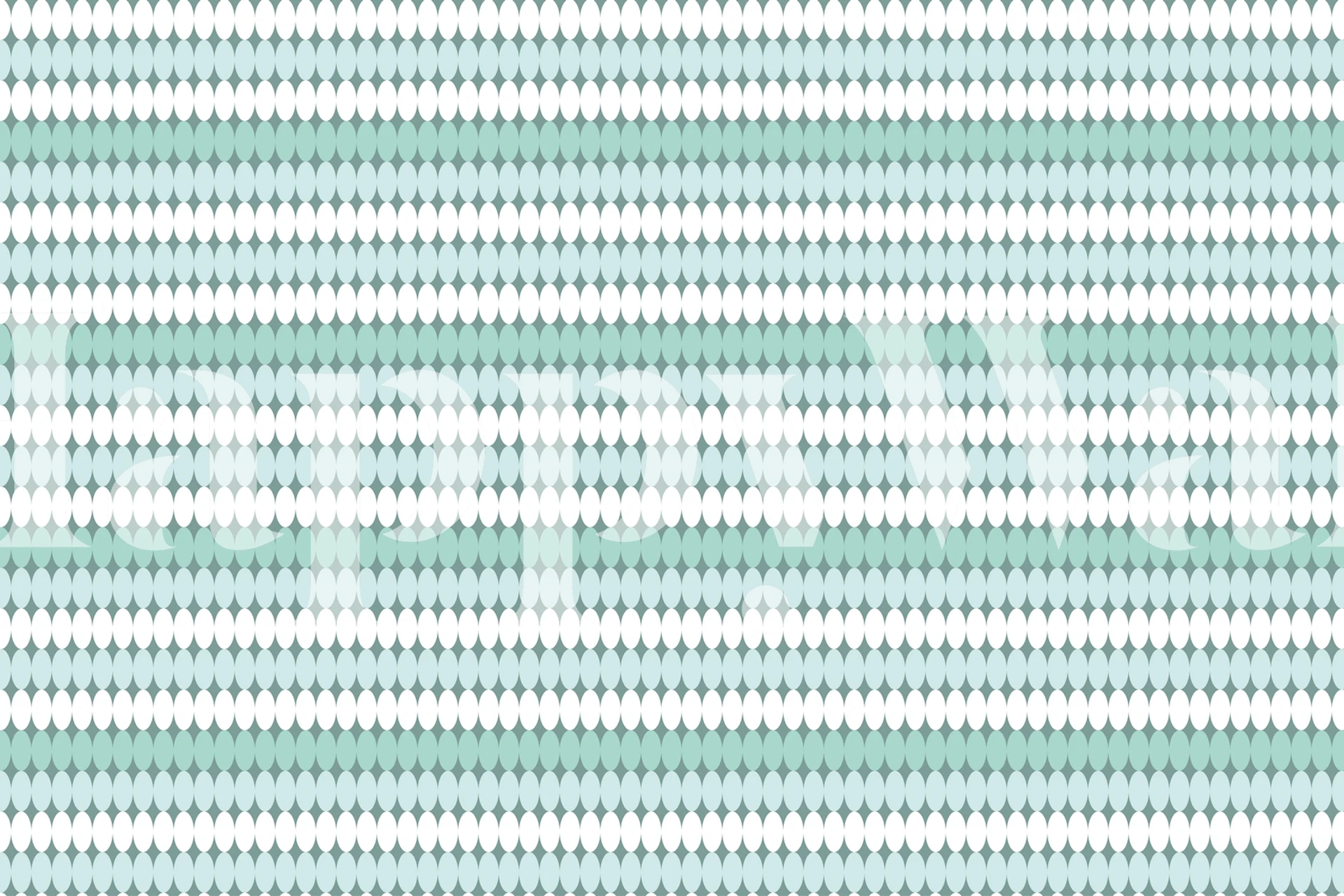 Minty Ovals mural with rhythmic green oval patterns on a white background