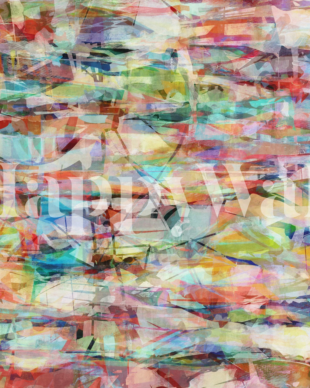 Pollock Light abstract wall mural with dynamic colors and brushstrokes