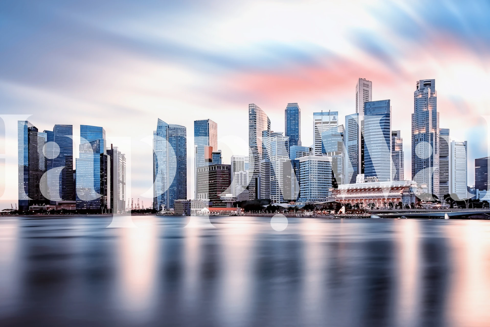 Marina Bay sunset tapet i ett rum