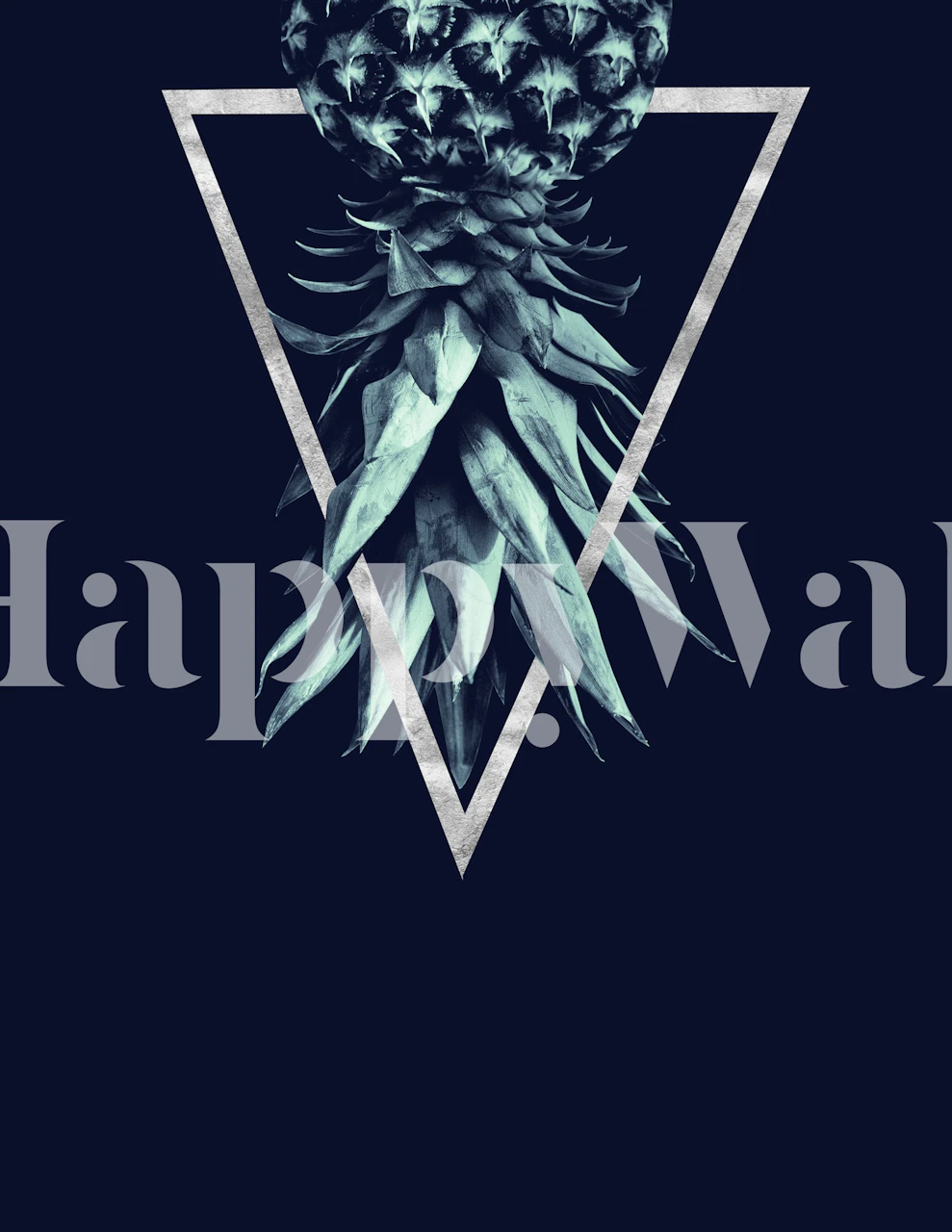 Geometric Pineapple Wall Mural Design on Dark Background