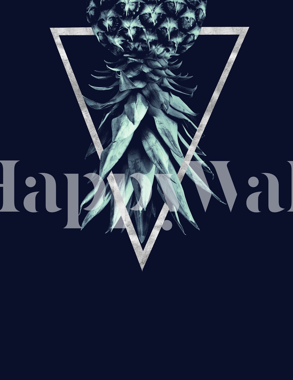 Geometric Pineapple Wall Mural Design on Dark Background