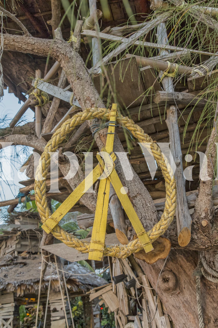 Fototapeta Bambusový symbol míru na dřevěném pozadí