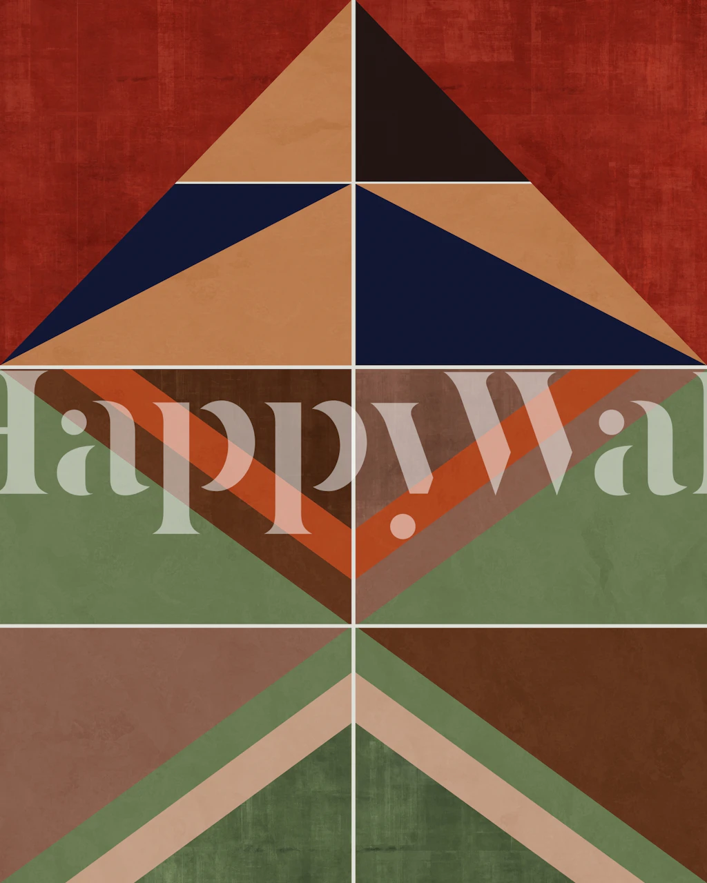 Geometric pyramids in earthy colors like red, green, and blue wallpaper