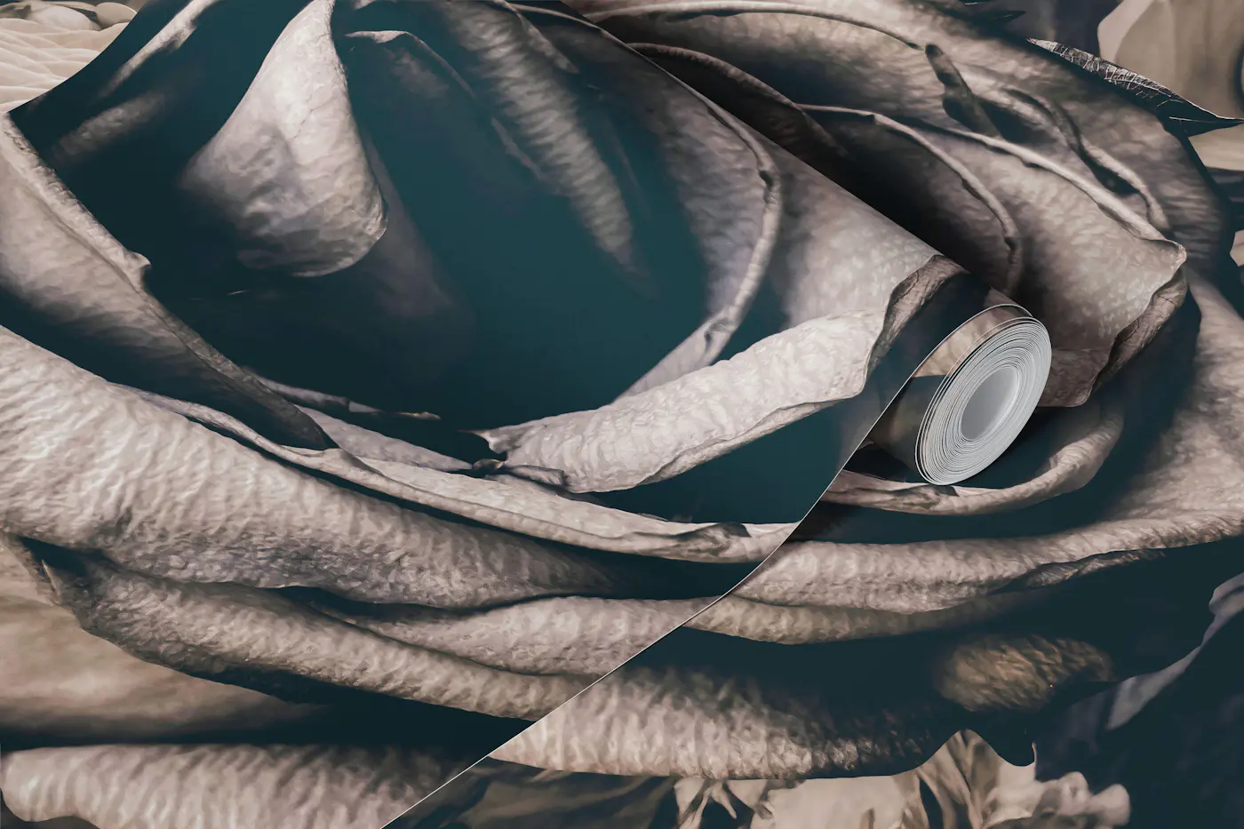 Moody Baroque Flowers Greige wallpaper roll