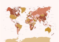 World Map Mustard Pink carta da parati