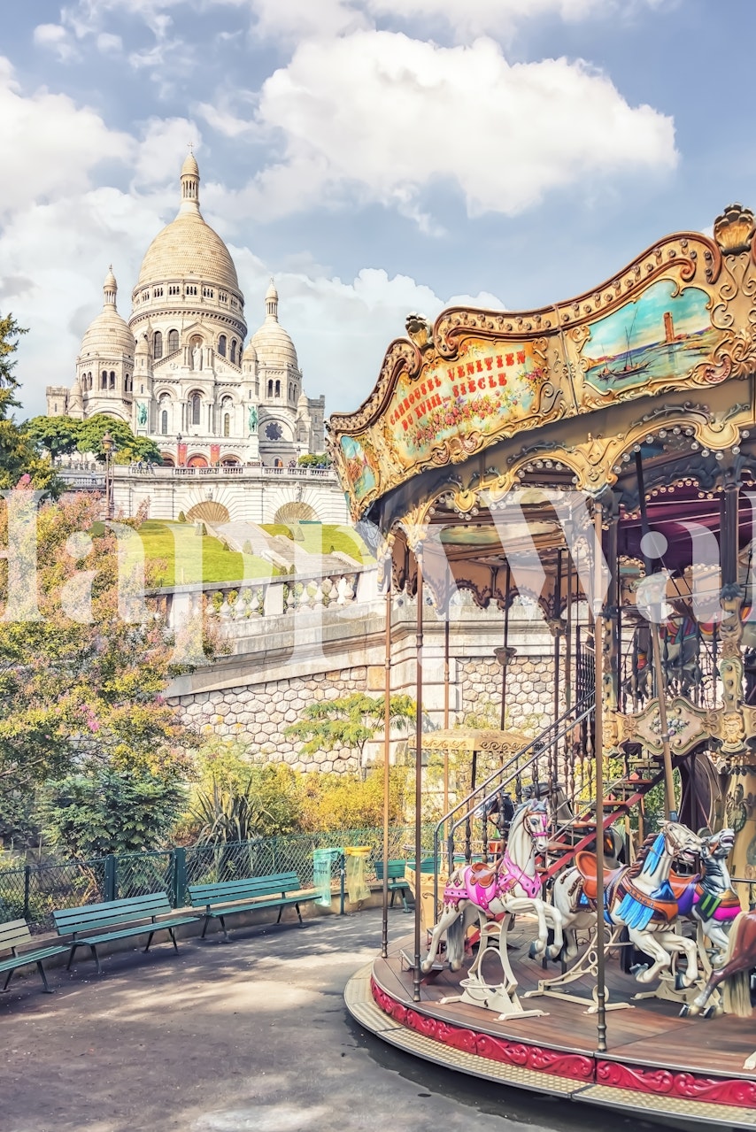 Carousel med Sacré-Cœur i baggrunden
