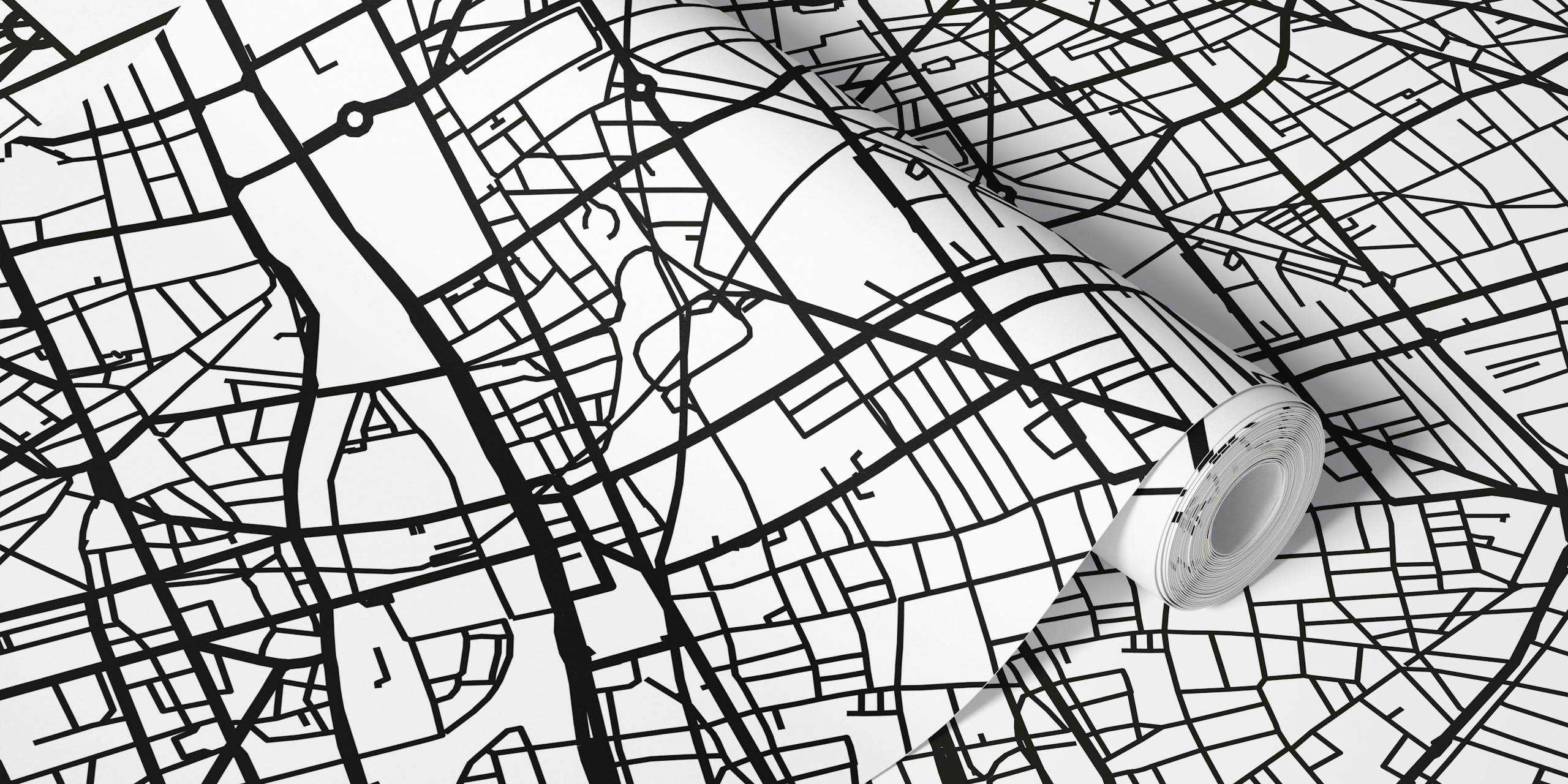 Detailed black and white Paris map design wallpaper
