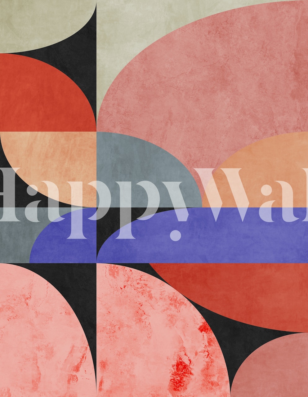 Abstract geometric wall mural with circles and bold colors