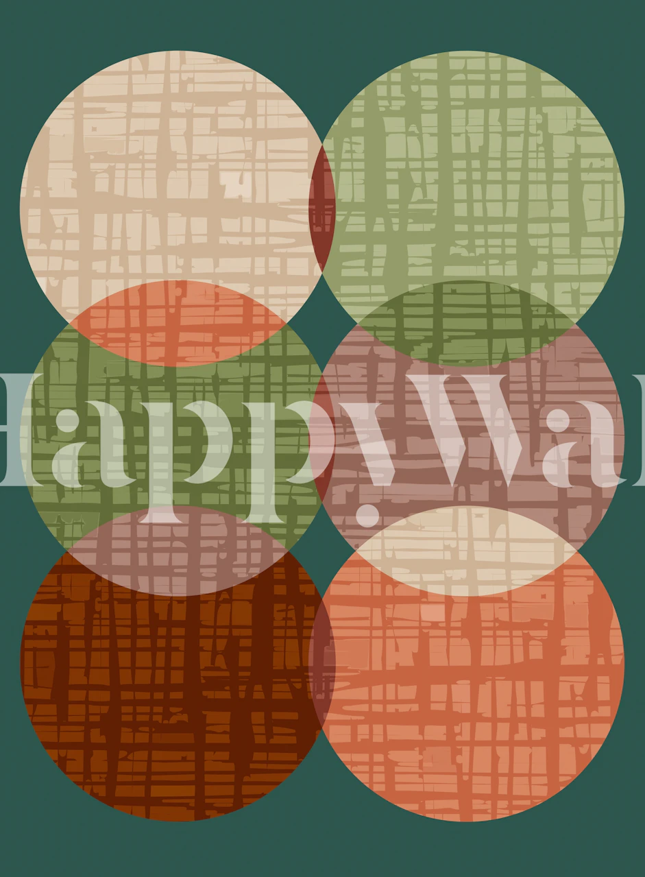 Geometric circles in earthy colors like green, beige, orange, and brown wallpaper
