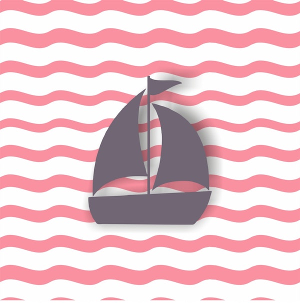 Pink White Ocean Boat