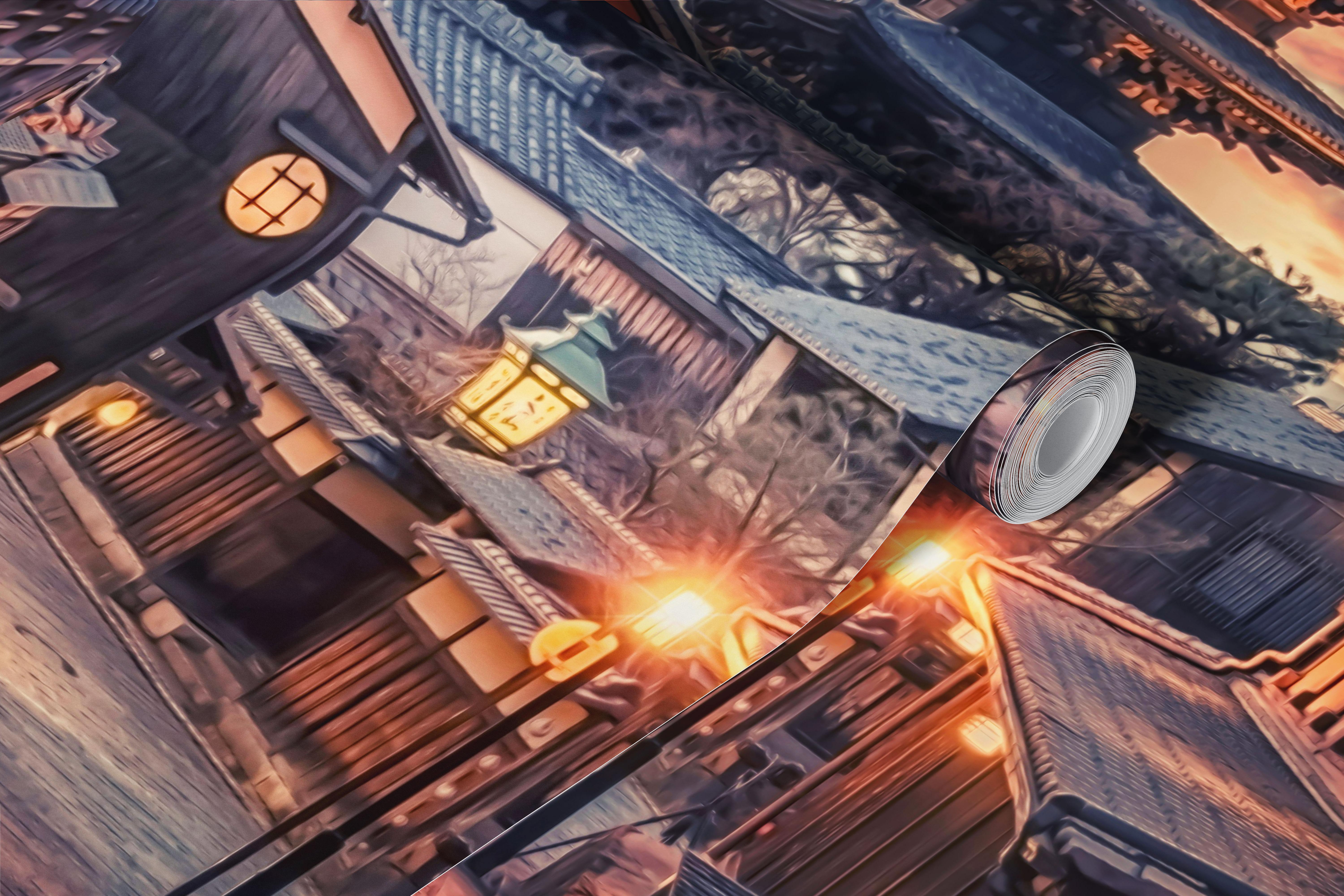 Kyoto sunset wallpaper in a room with pagoda view
