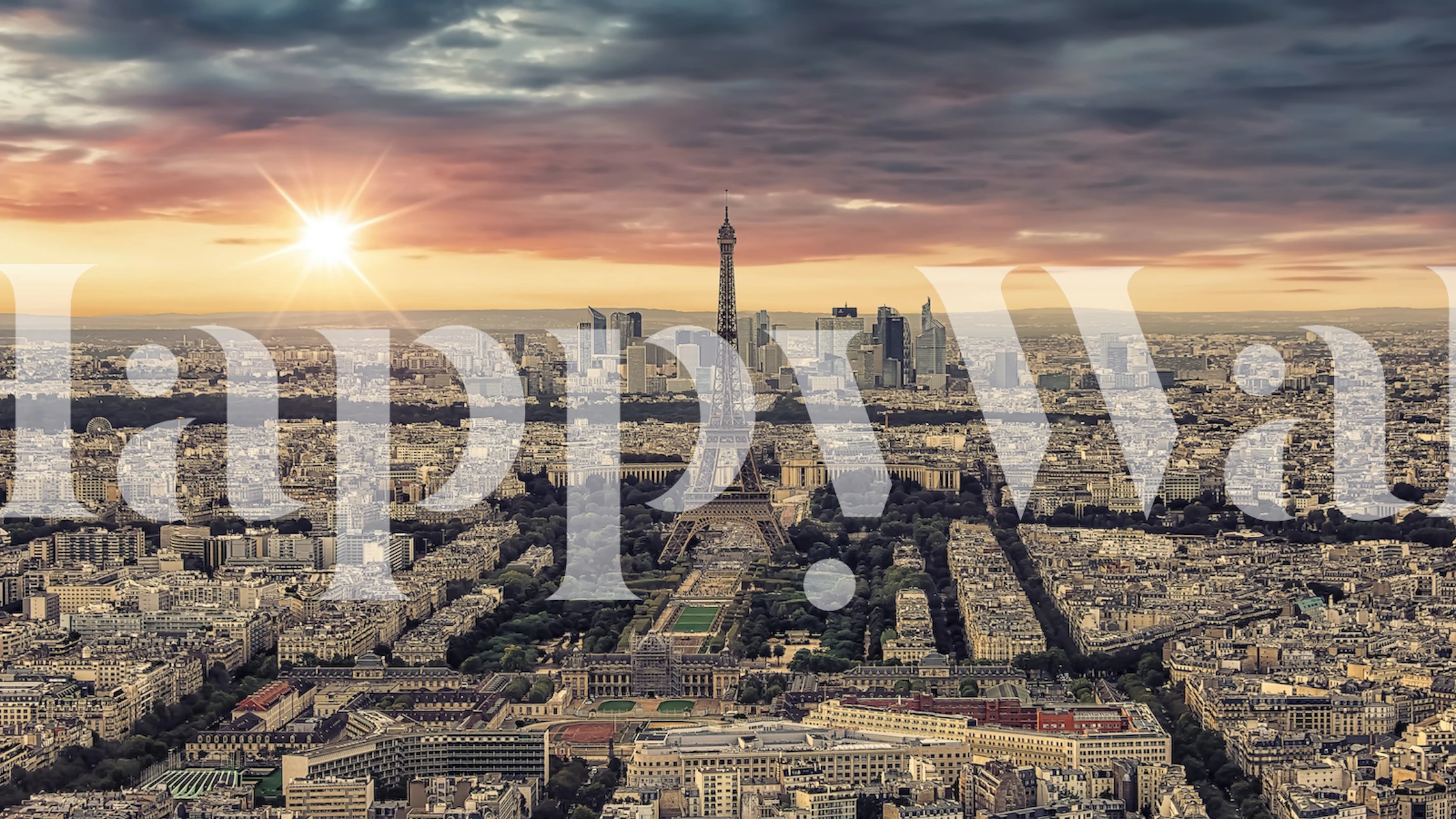 Eiffel Tower Paris sunset skyline warm colors wallpaper