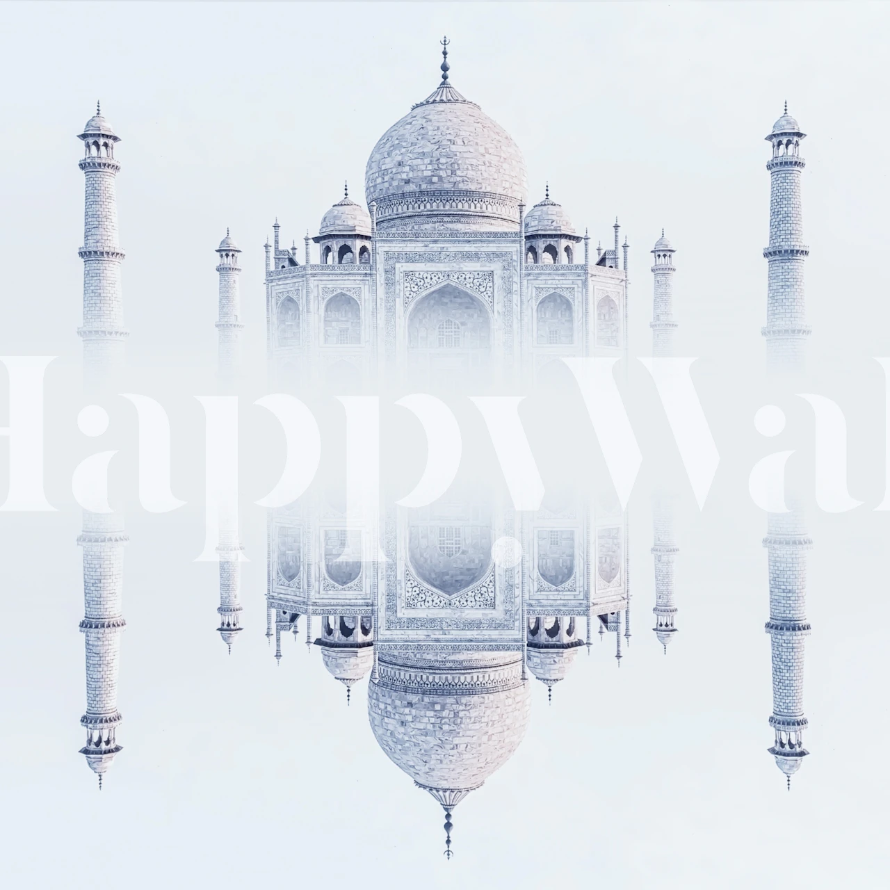 Taj Mahal architecture design in blue and white wallpaper