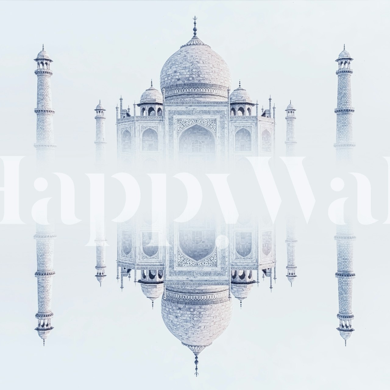 Taj Mahal architecture design in blue and white wallpaper
