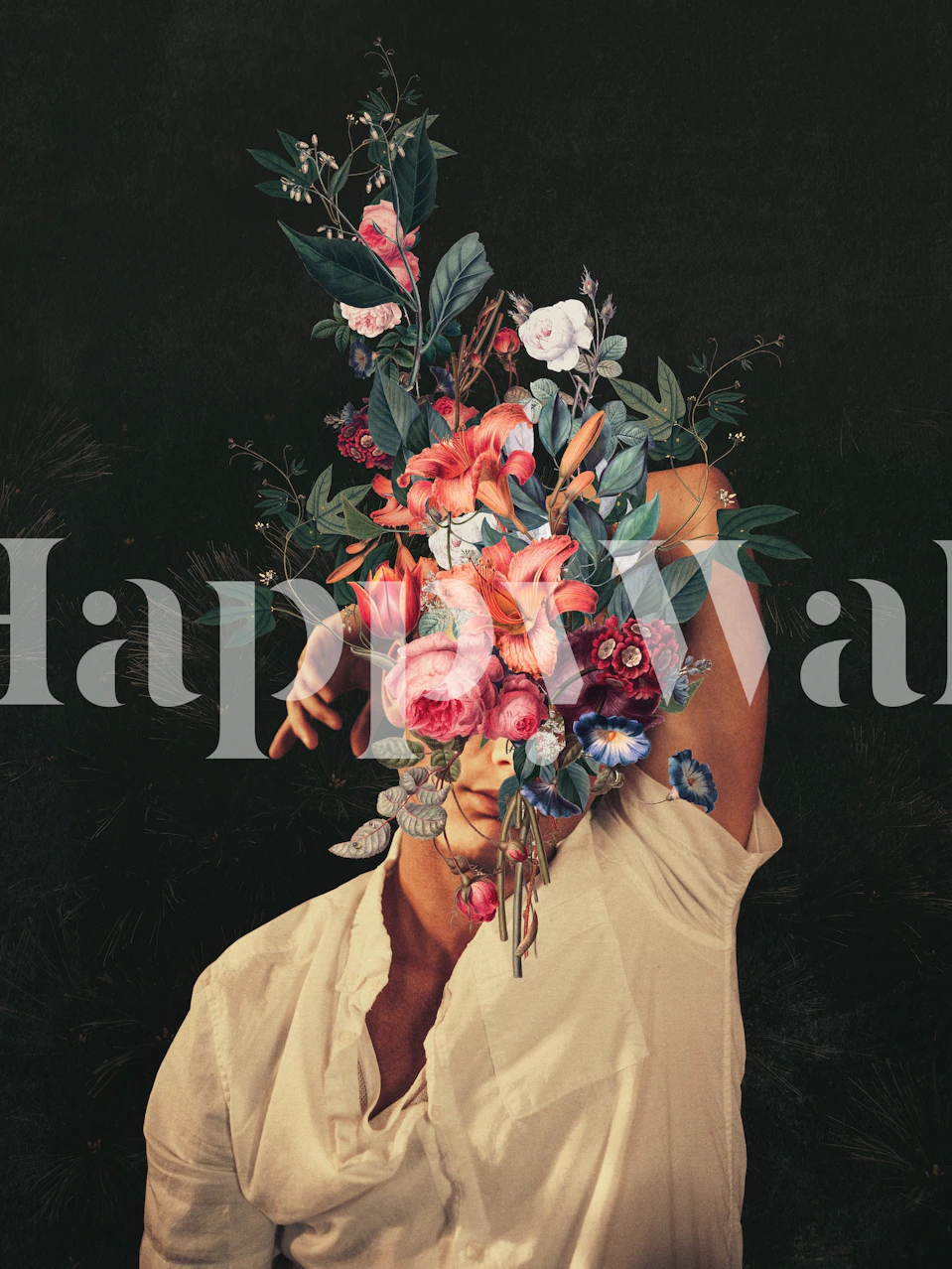 Fleurs colorées sur fond sombre, design floral wallpaper