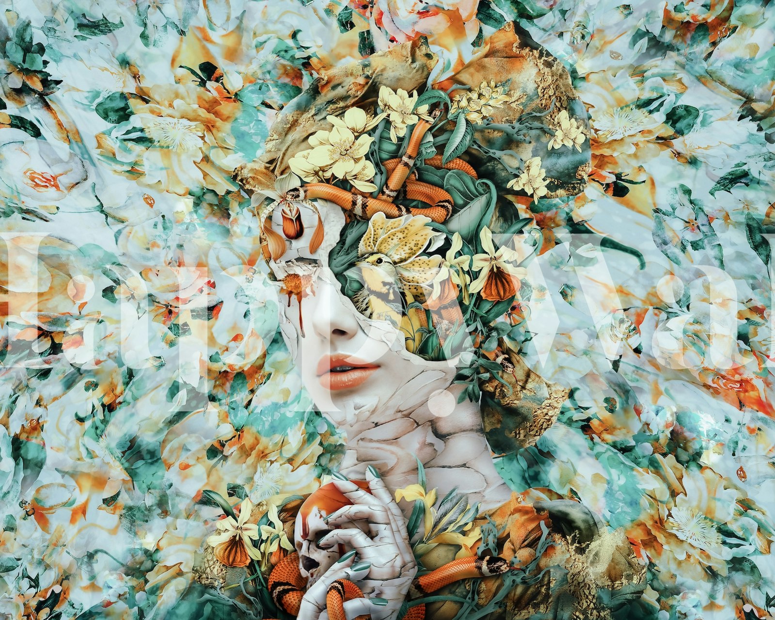 Tears of Spring floral wallpaper in a room