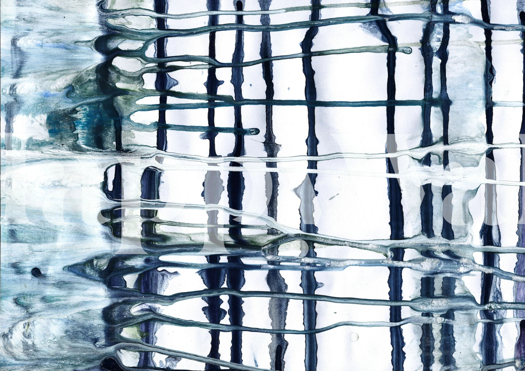 Abstract blue and white flowing patterns wallpaper