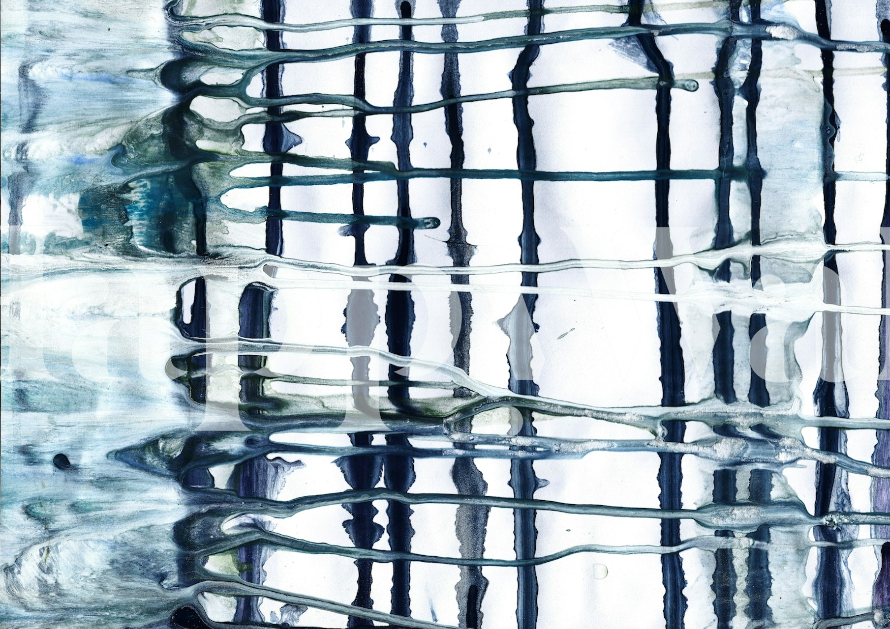 Abstract blue and white flowing patterns wallpaper