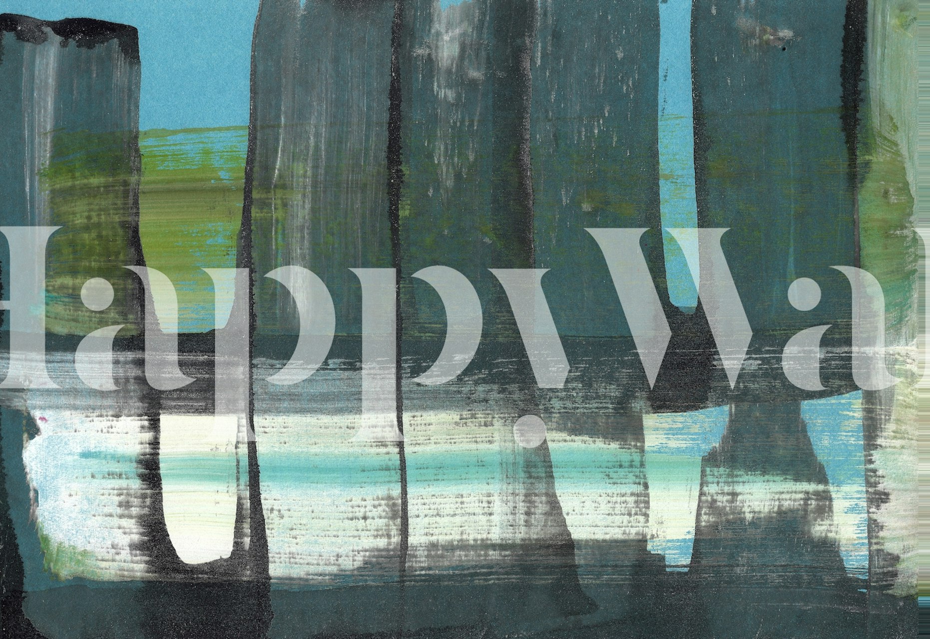 Papel pintado abstracto teal en la configuración de la habitación