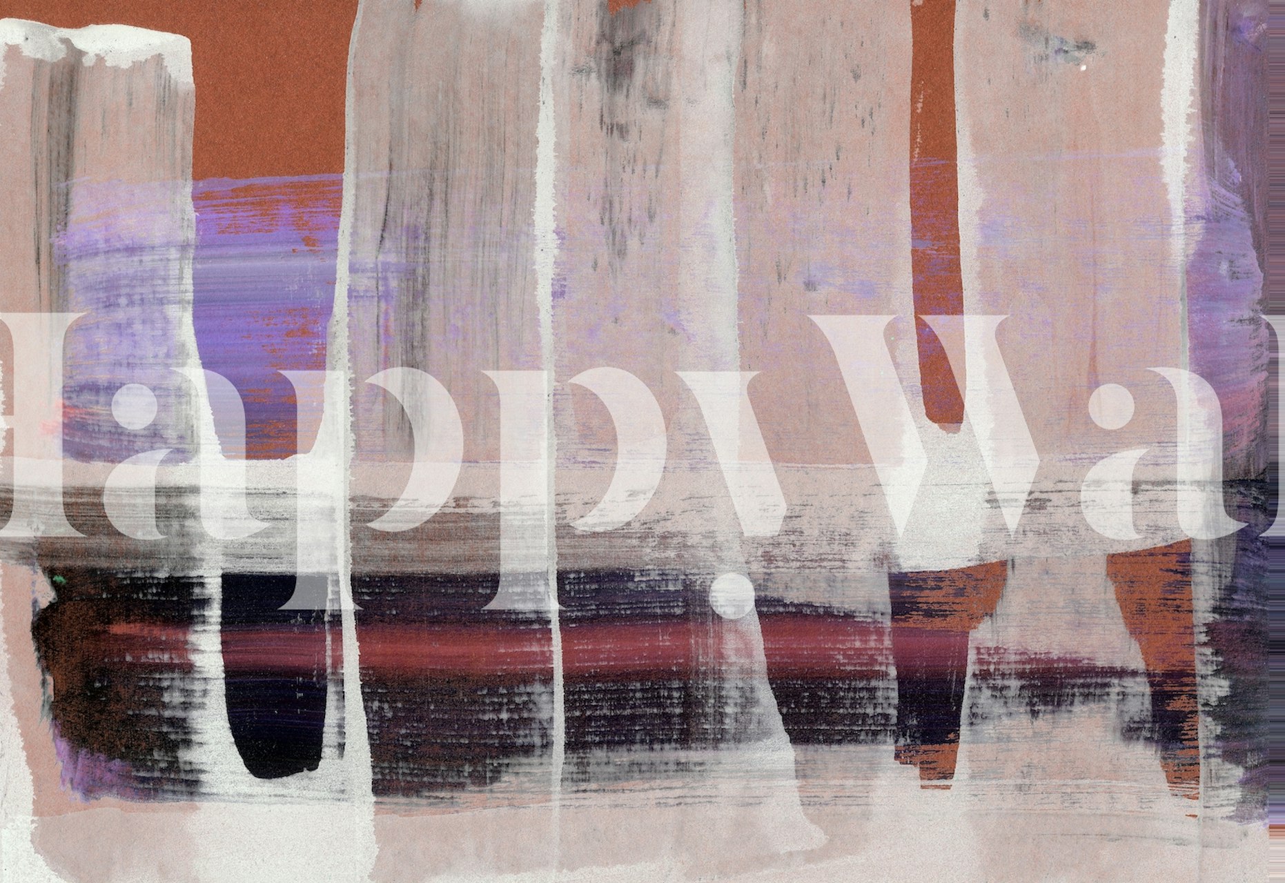 Abstract brushstroke wallpaper in terracotta and purple hues