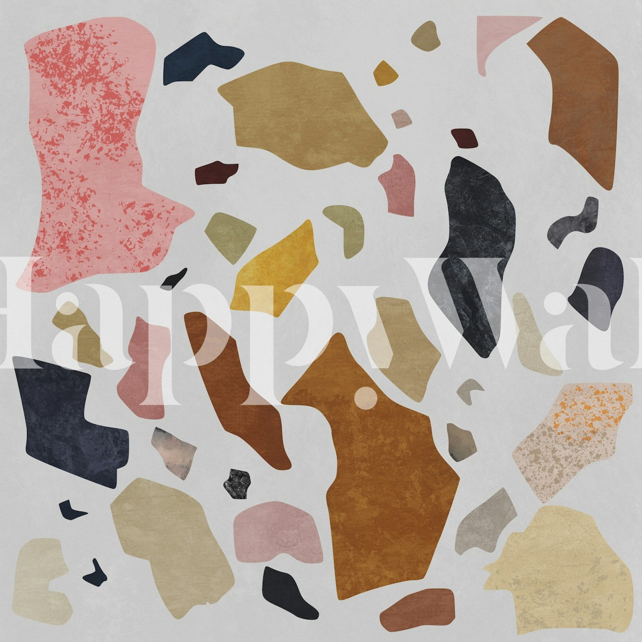 Colorful abstract terrazzo pattern wallpaper with various shapes
