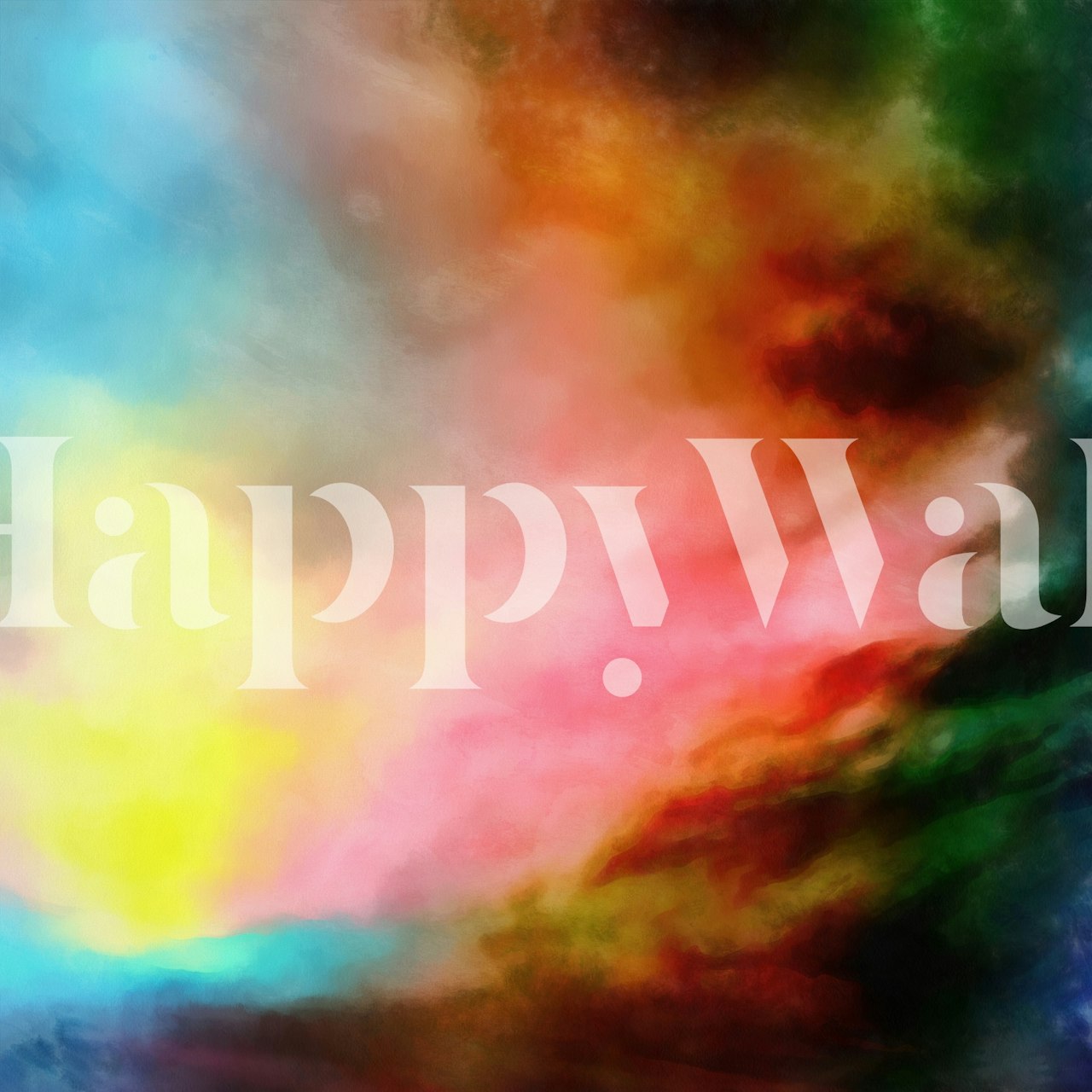 Abstract colorful sunset with orange, blue and green hues wallpaper