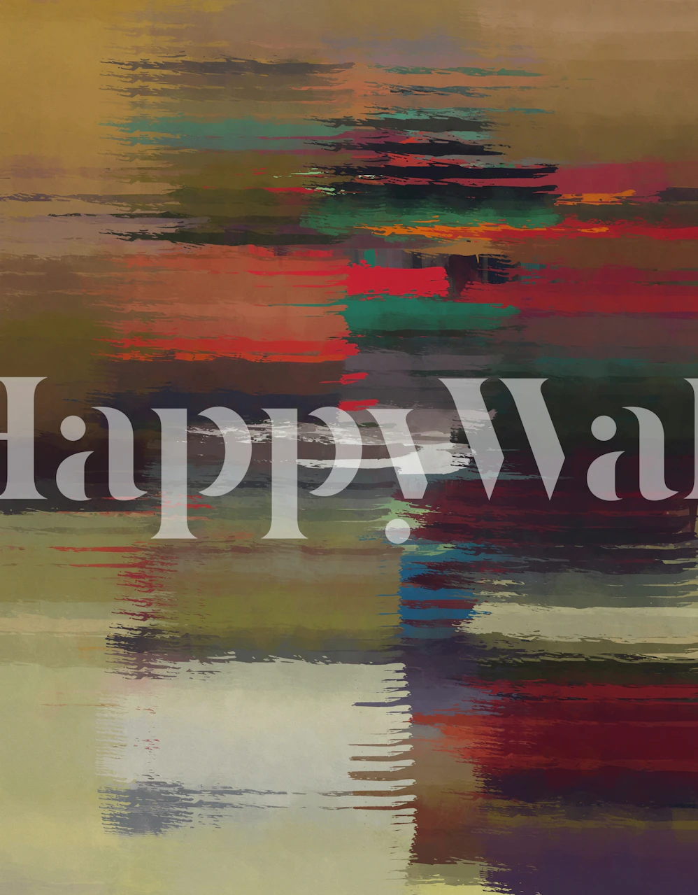 Abstract brushstroke pattern in red, green, and yellow colors wallpaper