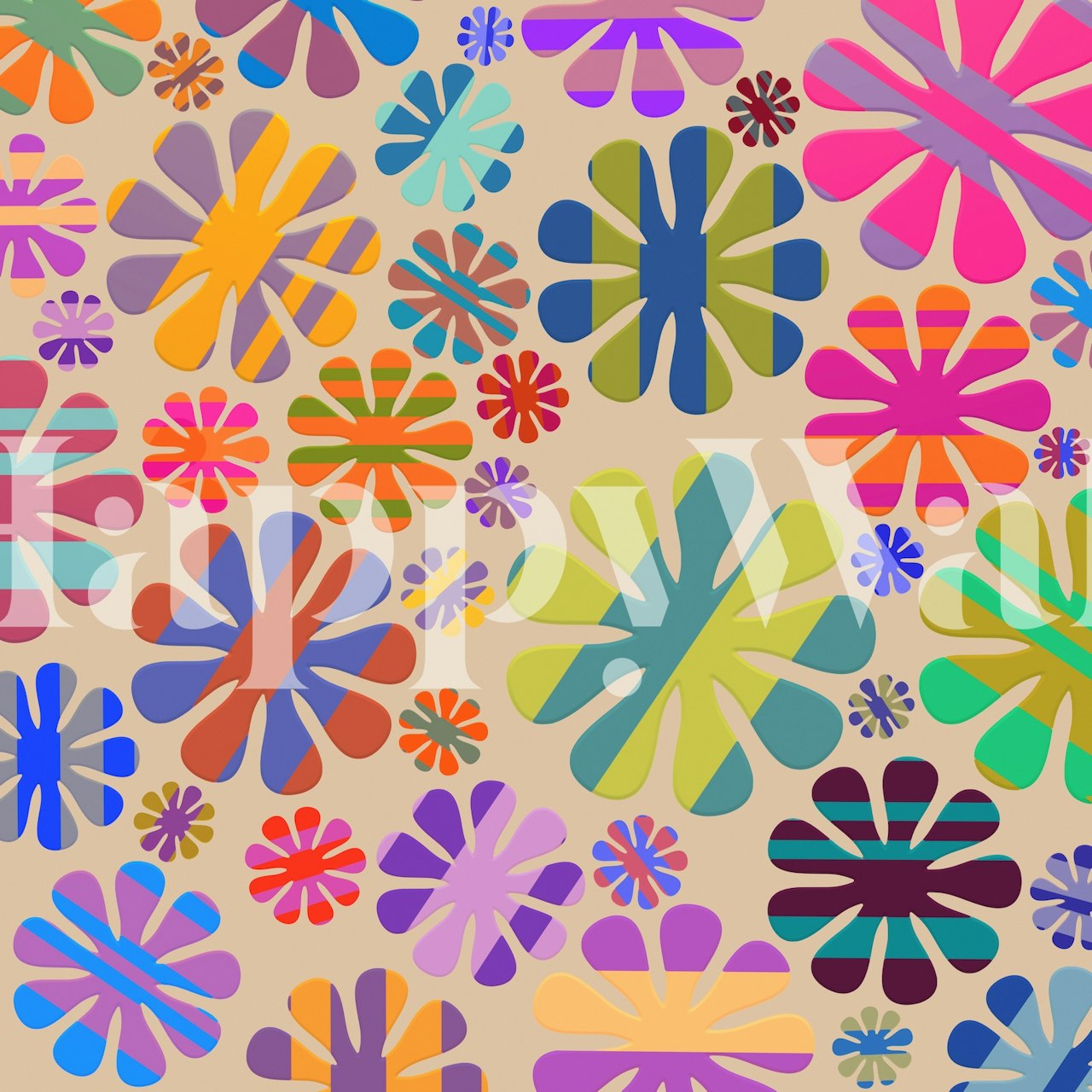 Colorful geometric floral patterns in vibrant shades wallpaper